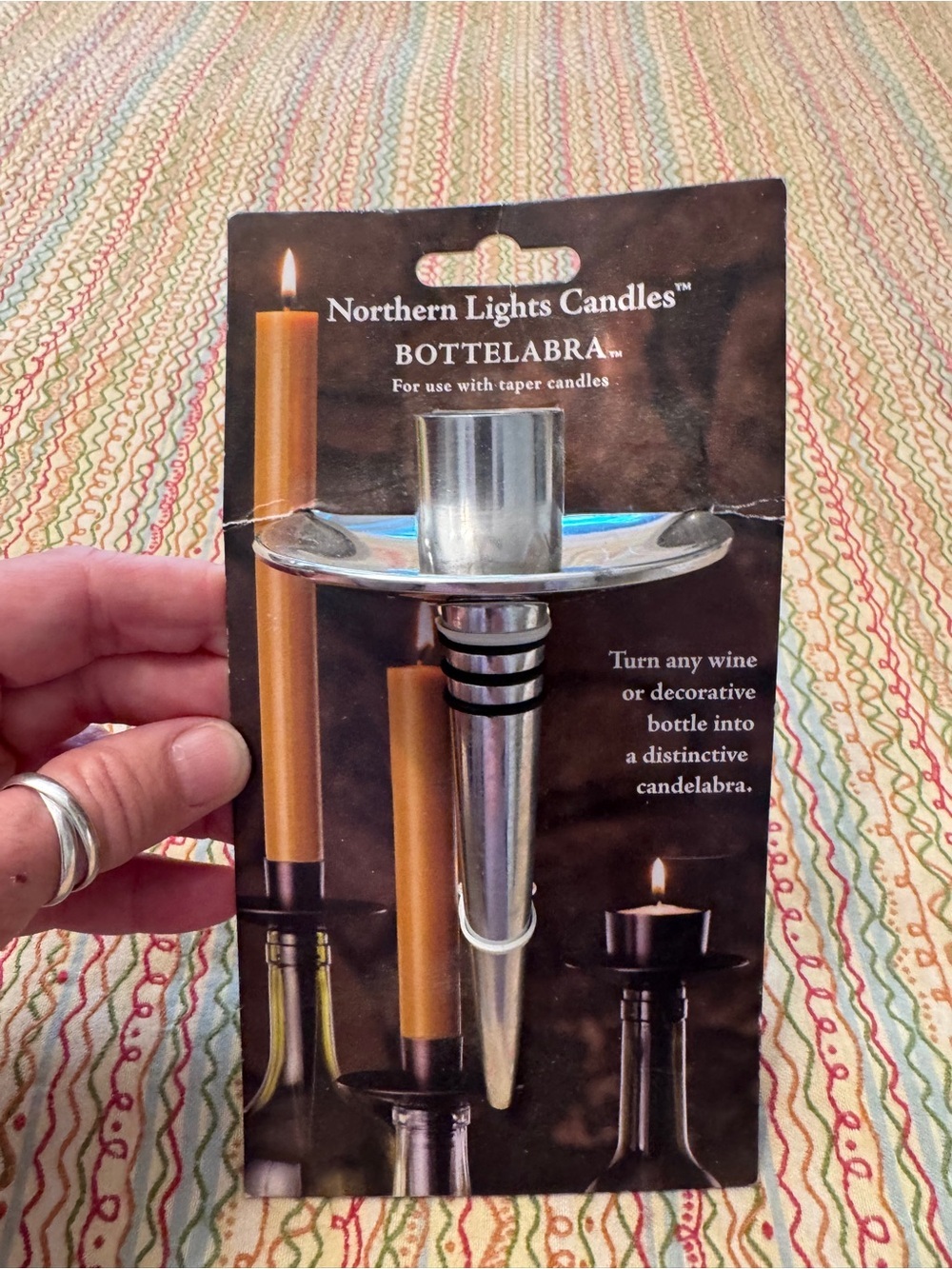 Northern Lights Candles Bottelabra Wine Bottle Candelabra pewter finish